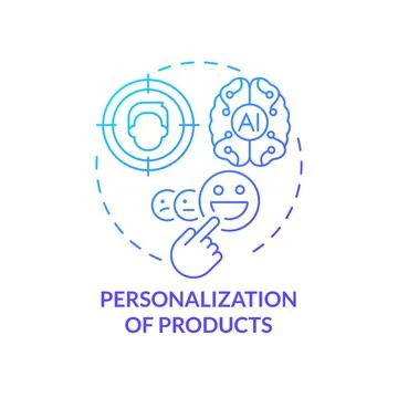 Personalization of products blue gradient concept icon Stock Illustration