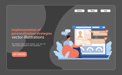 Personalization Strategy Implementation. Marketer optimizing customer profiles 스톡 일러스트