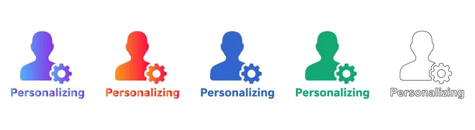 Personalization User Account Settings Icon Set Stock Illustration