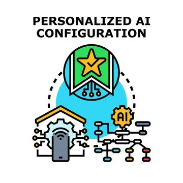 Personalized ai configuration managing smart home ecosystem Stockillustratie