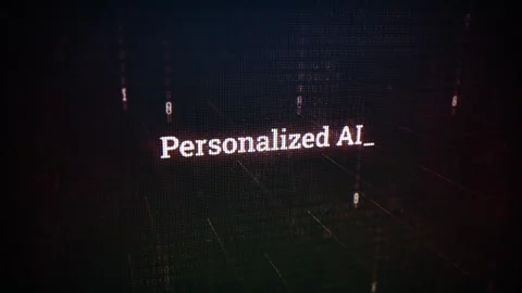 Personalized AI on digital screen message on computer screens V02 Stock Footage 317004242
