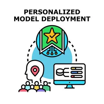 Personalized artificial intelligence model deployment process concept 스톡 일러스트