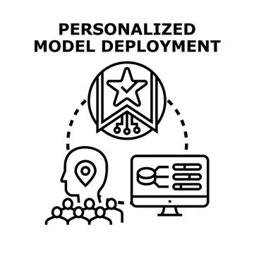 Personalized artificial intelligence model deployment process concept Stock Illustration