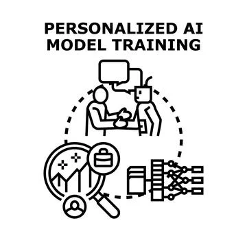 Personalized artificial intelligence model training and development concept Stock Illustration