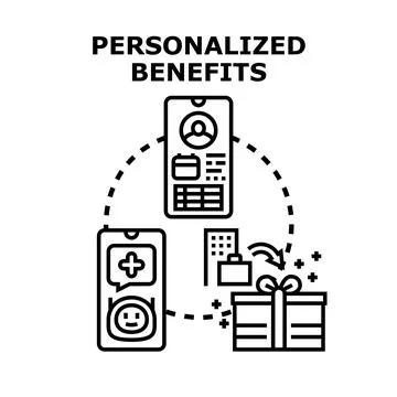 Personalized benefits concept for customer loyalty programs Stock Illustration