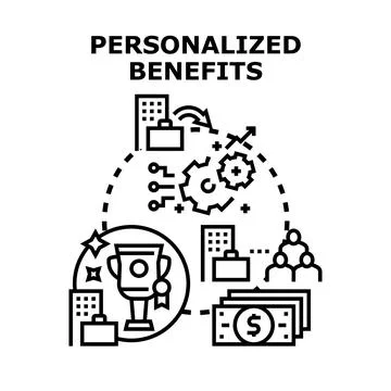 Personalized benefits program strategy concept vector illustration Stock Illustration