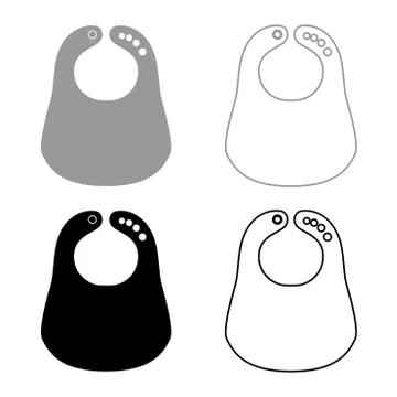Personalized bib icon set grey black color Stock Illustration