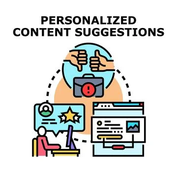 Personalized content suggestions adapting to user feedback Stock Illustration