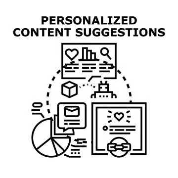 Personalized content suggestions creating tailored user experience Stock Illustration