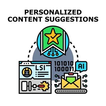 Personalized content suggestions using artificial intelligence and data ana.. Stockillustratie