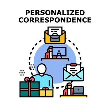 Personalized correspondence strategy sending customer loyalty program gifts Stock Illustration