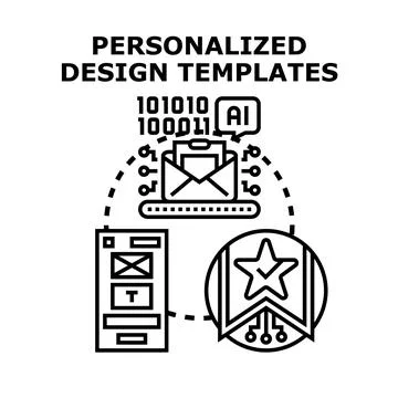 Personalized design templates and artificial intelligence email marketing Stock Illustration