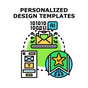 Personalized design templates and artificial intelligence email marketing Stock Illustration