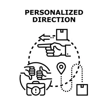 Personalized direction guiding customer journey and delivery route Stock Illustration