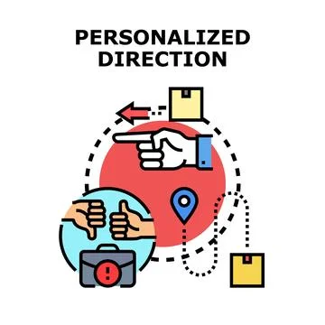 Personalized direction guiding customer journey and delivery route Stock Illustration