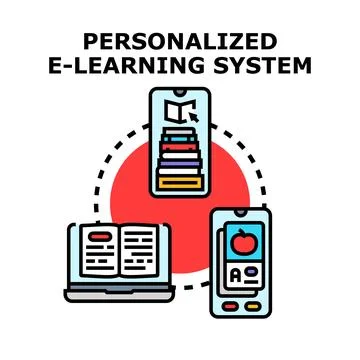 Personalized e learning system with digital knowledge access Stock Illustration