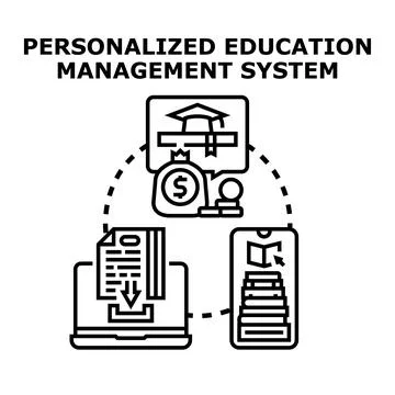 Personalized education management system managing courses and learning 库存插图
