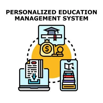 Personalized education management system managing courses and learning Stock Illustration