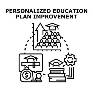 Personalized education plan improving student learning development Stock Illustration