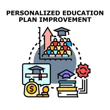 Personalized education plan improving student learning development Stock Illustration