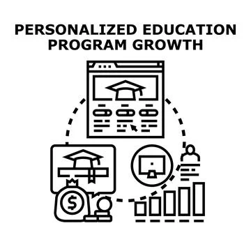 Personalized education program growing digital learning path Stock Illustration