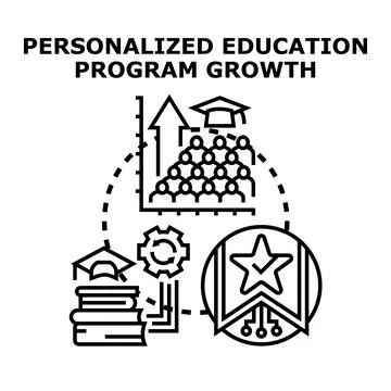 Personalized education program growth concept evolving learning Illustration