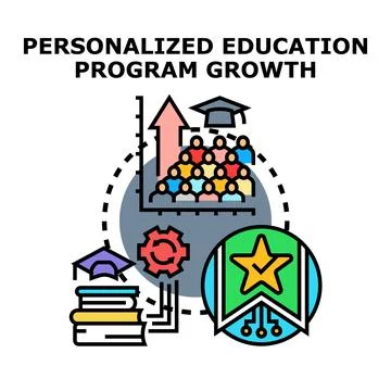 Personalized education program growth concept evolving learning Stock Illustration