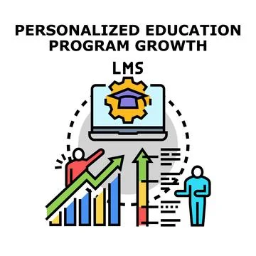 Personalized education program growth using learning management system Stock Illustration