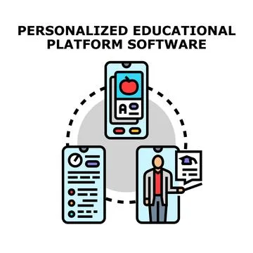 Personalized educational platform software for online learning 库存插图