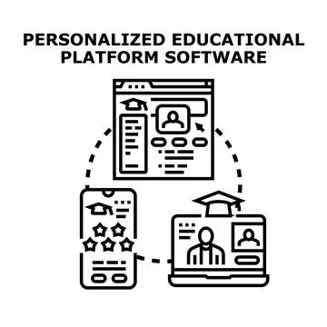 Personalized educational platform software for online learning Stock Illustration