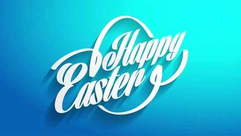 Personalized happy easter calligraphy card cover with 3d text and egg outline Stock Footage 130927777