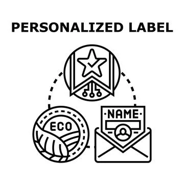 Personalized label concept vector icon creating an individual design Stock Illustration