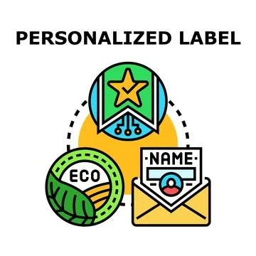 Personalized label concept vector icon creating an individual design Stock Illustration