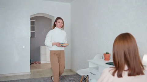 Personalized language coaching in comfortable home environment. Private tutoring Video stock 341975429