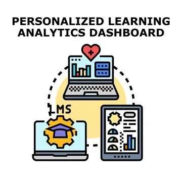 Personalized learning analytics dashboard system connecting devices Stock Illustration