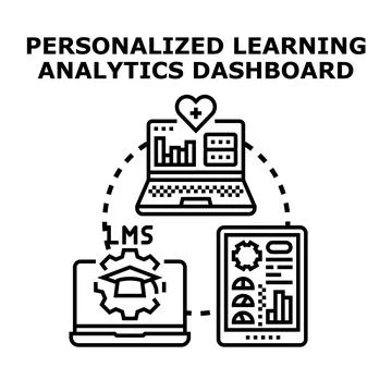 Personalized learning analytics dashboard system connecting devices イラスト素材