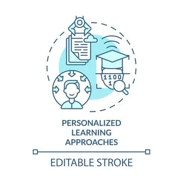 Personalized learning approaches blue concept icon Illustrazione stock