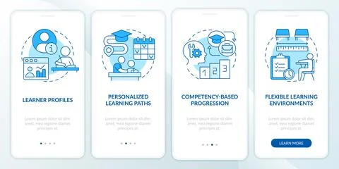 Personalized learning blue onboarding mobile app screen Stockillustratie