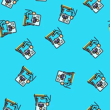 Personalized learning online learning platform vector seamless pattern 库存插图