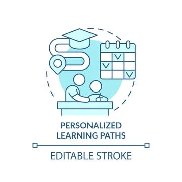 Personalized learning paths turquoise concept icon Illustrazione stock