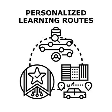 Personalized learning routes achieving individual educational goals Stockillustratie