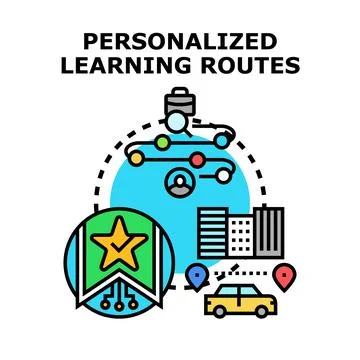 Personalized learning routes achieving individual educational goals 스톡 일러스트