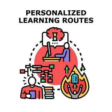 Personalized learning routes for individual education paths Stock Illustration