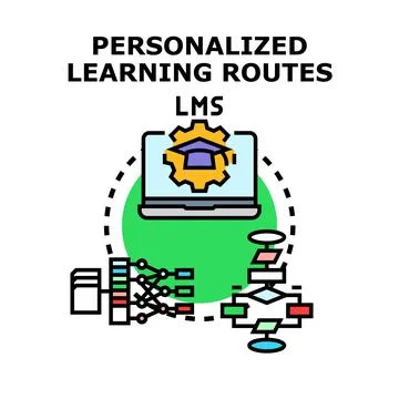 Personalized learning routes lms concept icon Stock Illustration