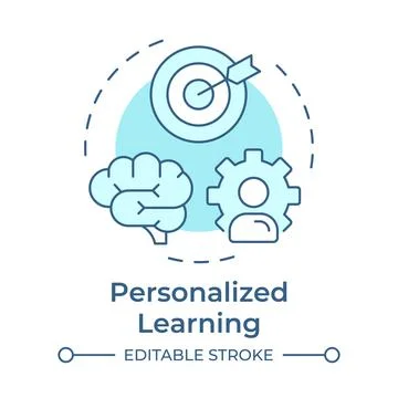 Personalized learning soft blue concept icon Stock Illustration