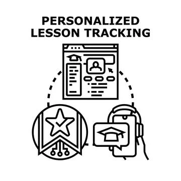 Personalized lesson tracking online education success concept Stock Illustration