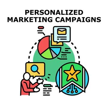 Personalized marketing campaigns developing customer relationship strategy Illustrazione stock