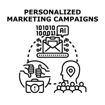 Personalized marketing campaigns using artificial intelligence strategy Stock Illustration