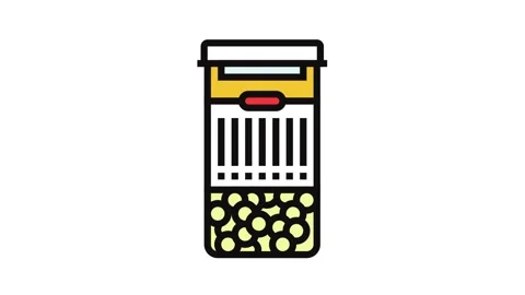 Personalized medication bottle with barcode color icon animation Stock Footage 326107992
