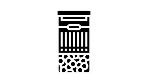 Personalized medication bottle with barcode glyph icon animation Stock Footage 326145282